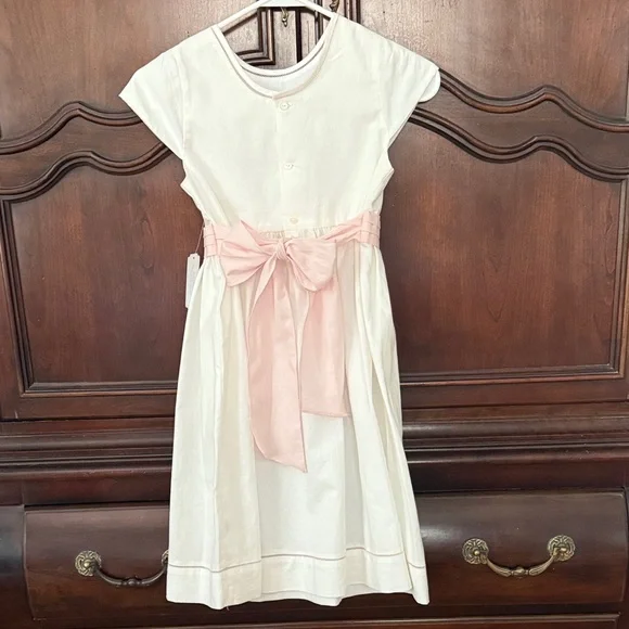 EDGEHILL COLLECTION Cream Dress with Pink Sash Flower Girl Easter Size 6X NWT - Picture 7 of 10
